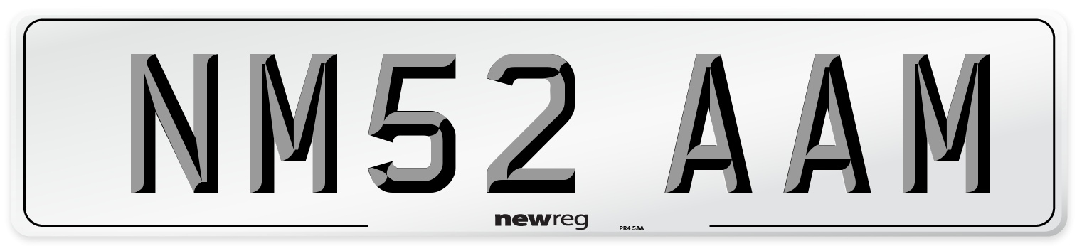 NM52 AAM Number Plate from New Reg